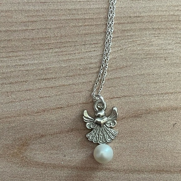 Vantel Pearls Jewelry - Vantel Pearl With Me Forever Angel Charm Necklace With White Pearl